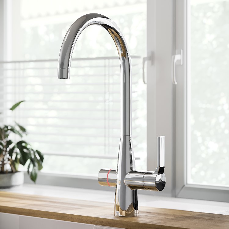 Single Lever Chrome 4 in 1 Boiling and Filtered Water Kitchen Tap - Pronto Wallace