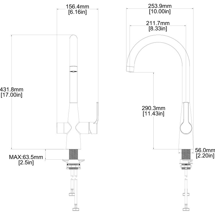 Single Lever Chrome 4 in 1 Boiling and Filtered Water Kitchen Tap - Pronto Wallace