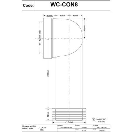 McAlpine WC-CON8 90° WC Pan Connector