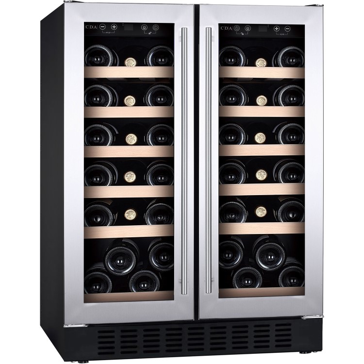 Refurbished CDA wccfo622ss Freestanding 38 Bottle Under Counter Dual Zone Wine Cooler Stainless Steel