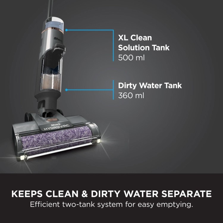 Shark HydroVac Cordless 3-in1 Hard Floor Cleaner - Charcoal Grey