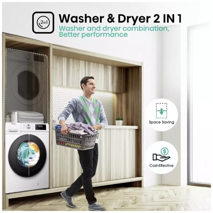 Hisense 3 Series 8kg Wash 5kg Dry 1400rpm Washer Dryer - White