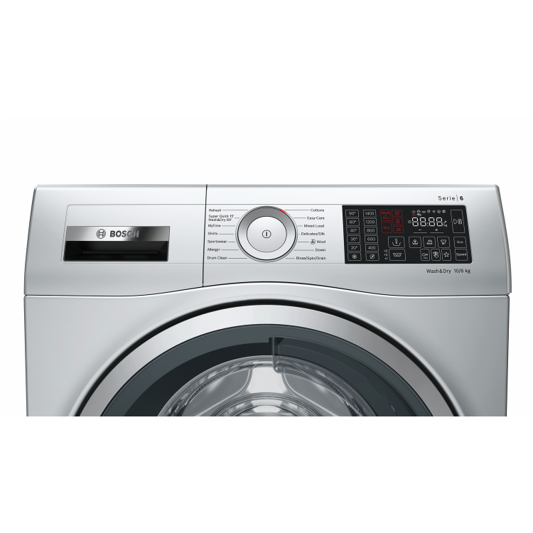 Refurbished Bosch Series 6 WDU28568GB Freestanding 10/6KG 1400 Spin Washer Dryer Silver