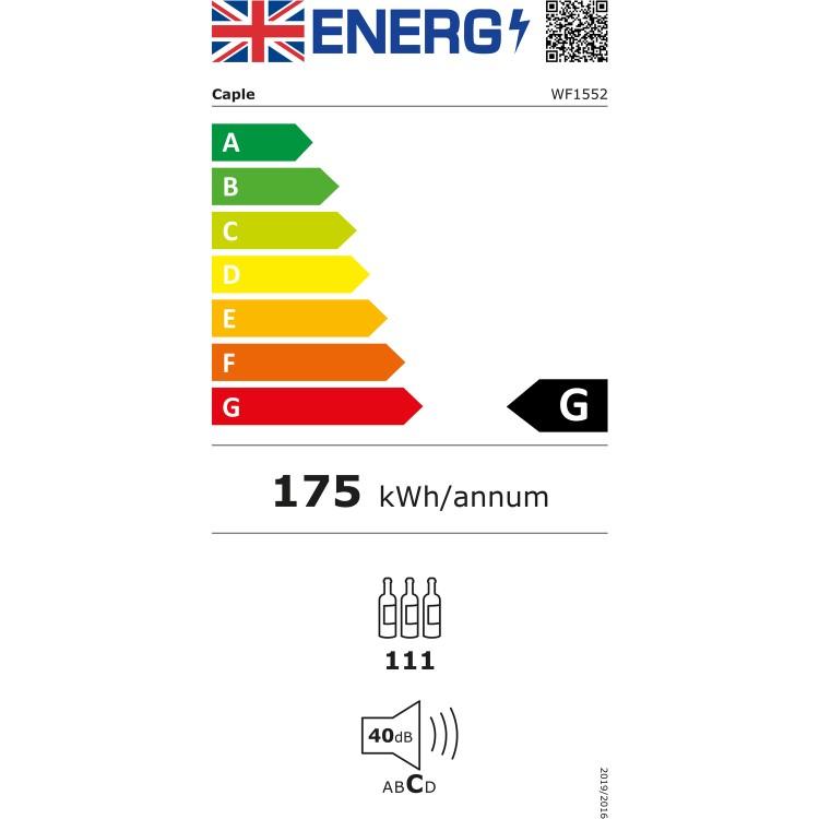Refurbished Caple Classic WF1552 Freestanding 111 Bottle Triple Zone Wine Cabinet Stainless Steel Door