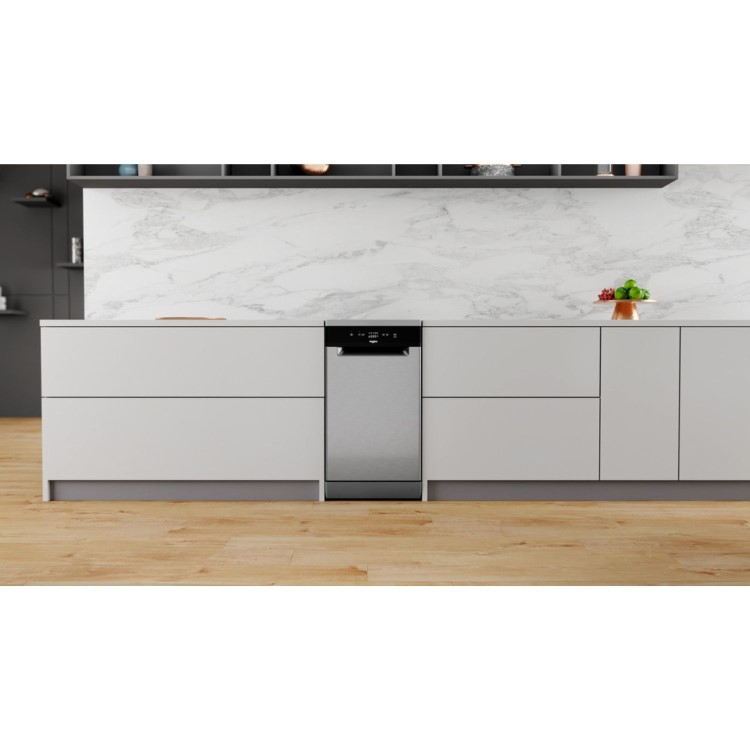 Whirlpool Freestanding Slimline Dishwasher - Stainless steel