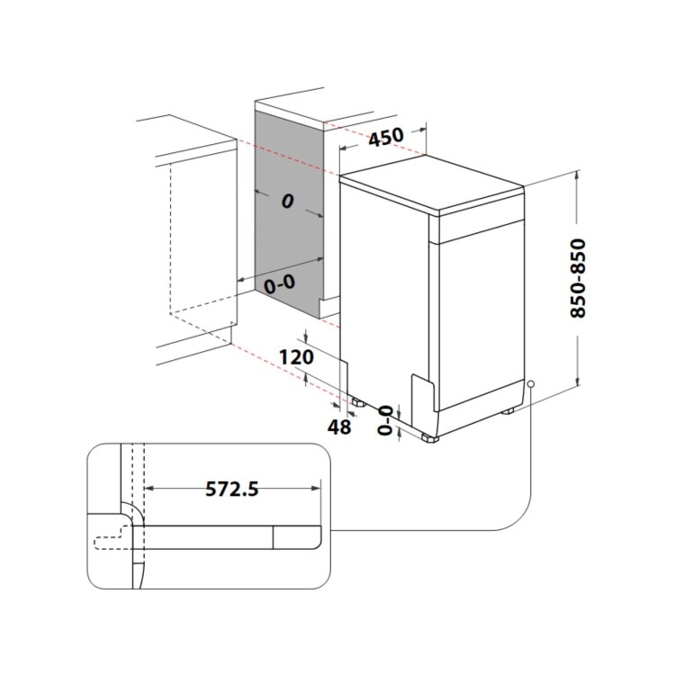 Whirlpool Freestanding Slimline Dishwasher - Stainless steel