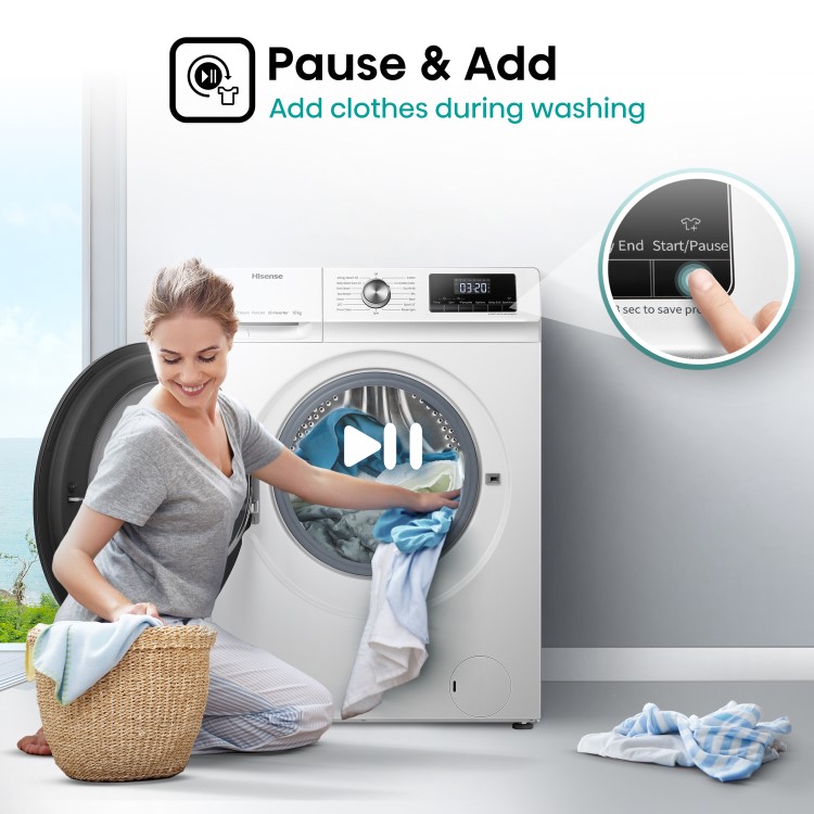 Hisense 10kg 1400rpm Washing Machine - White