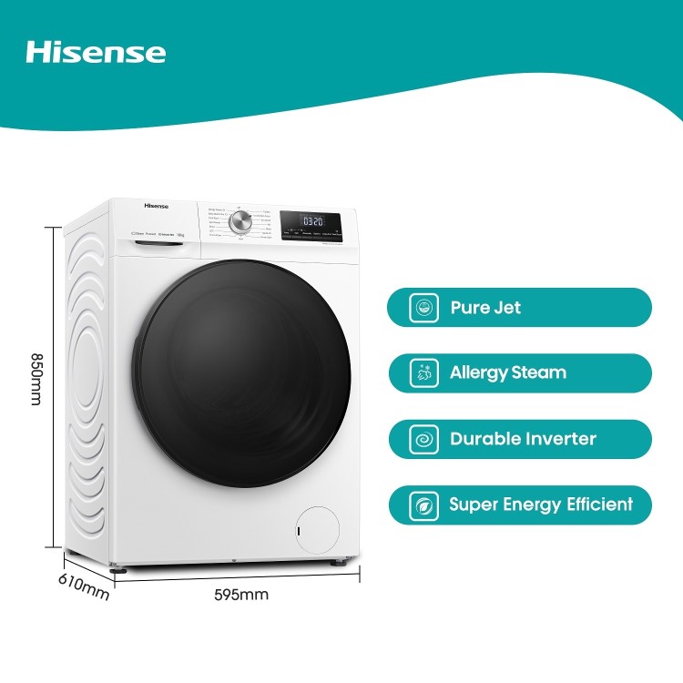 Hisense 10kg 1400rpm Washing Machine - White