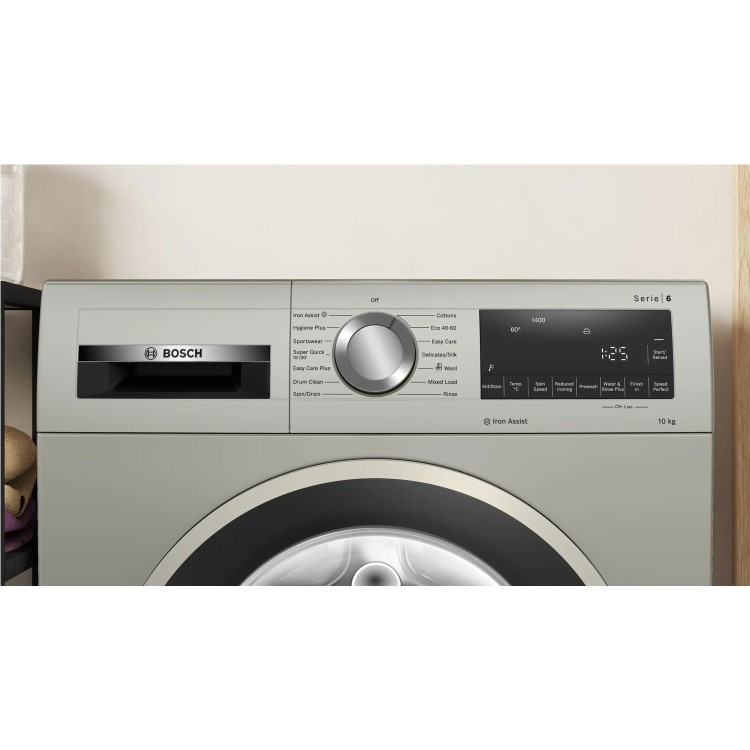 Refurbished Bosch Series 6 WGG254ZSGB Freestanding 10KG 1400 Spin Washing Machine Silver Inox