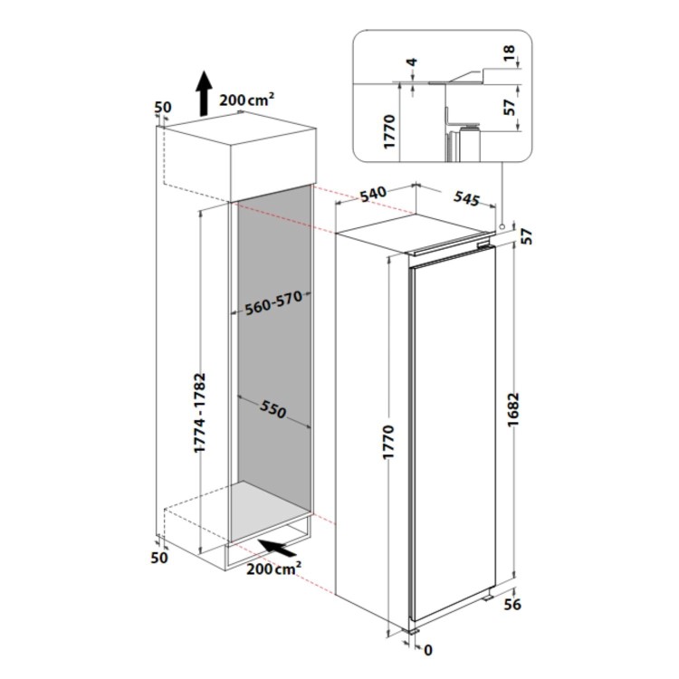 Whirlpool 209 Litre Integrated In-Column Freezer