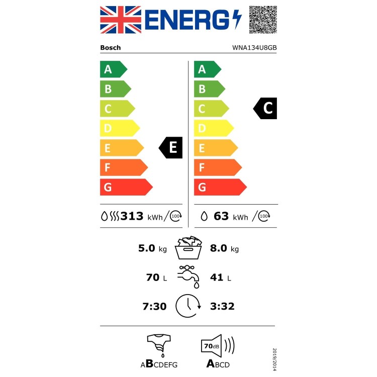 Refurbished Bosch WNA134U8GB Freestanding 8/5KG 1400 Spin Washer Dryer White