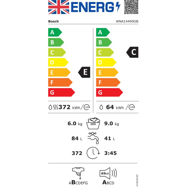 Refurbished Bosch WNA14490GB Freestanding 9/6KG 1400 Spin Washer Dryer White