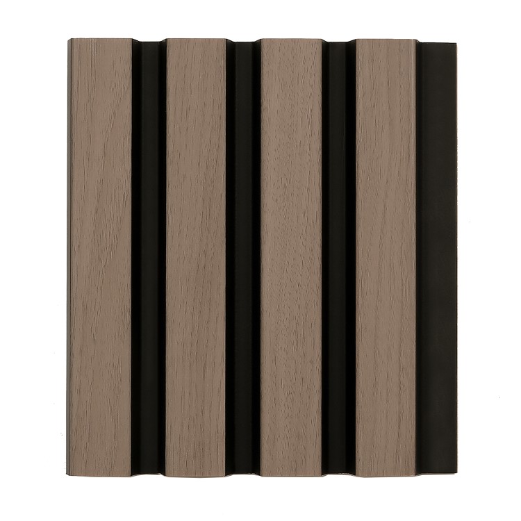 Waterproof Walnut & Black Slatted Wall Panel End Cap Grooved