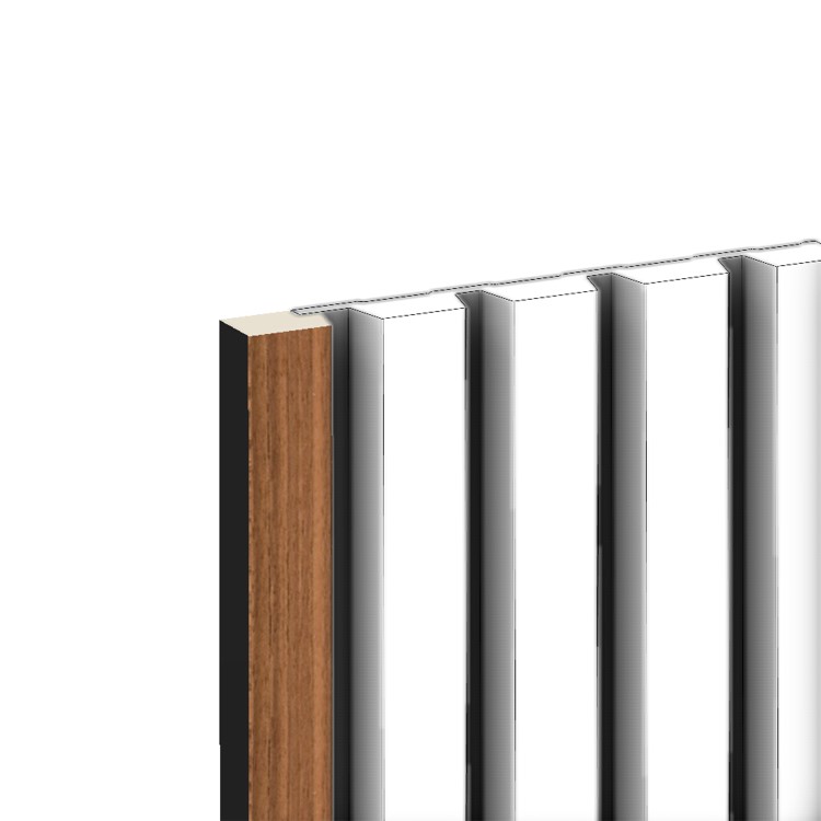 Waterproof Walnut & Black Slatted Wall Panel End Cap Grooved