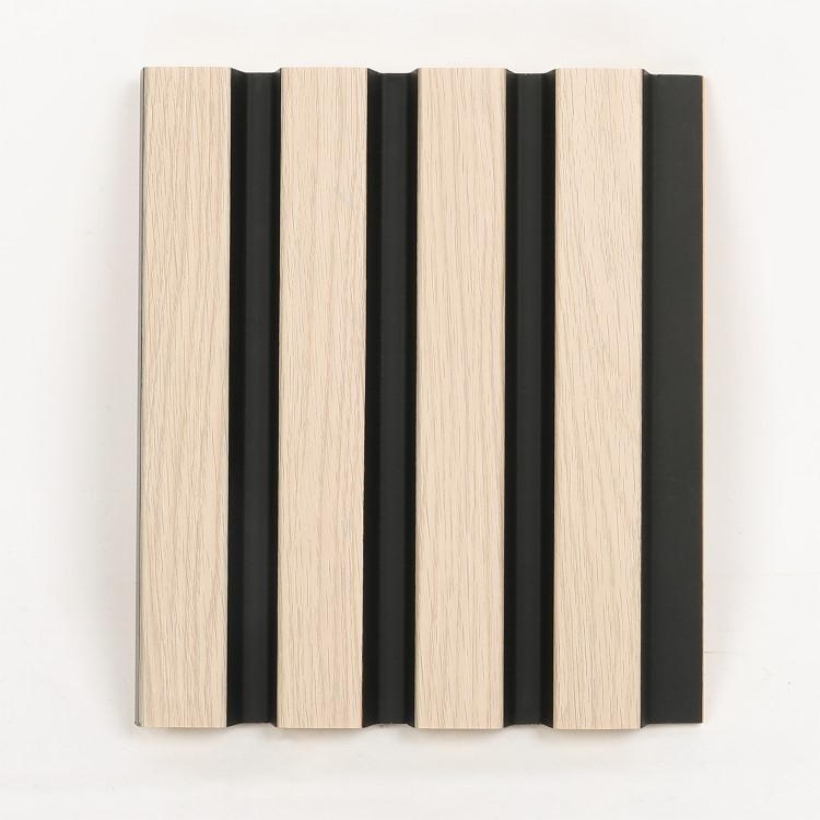 Pack of 3 Waterproof Oak & Black Slatted Wall Panels 2400 x 170 x 19mm