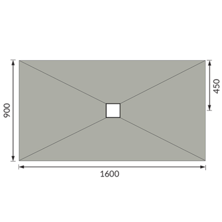 1600x900mm Wet Room Shower Tray Former with Square Centre Drain - Live Your Colour