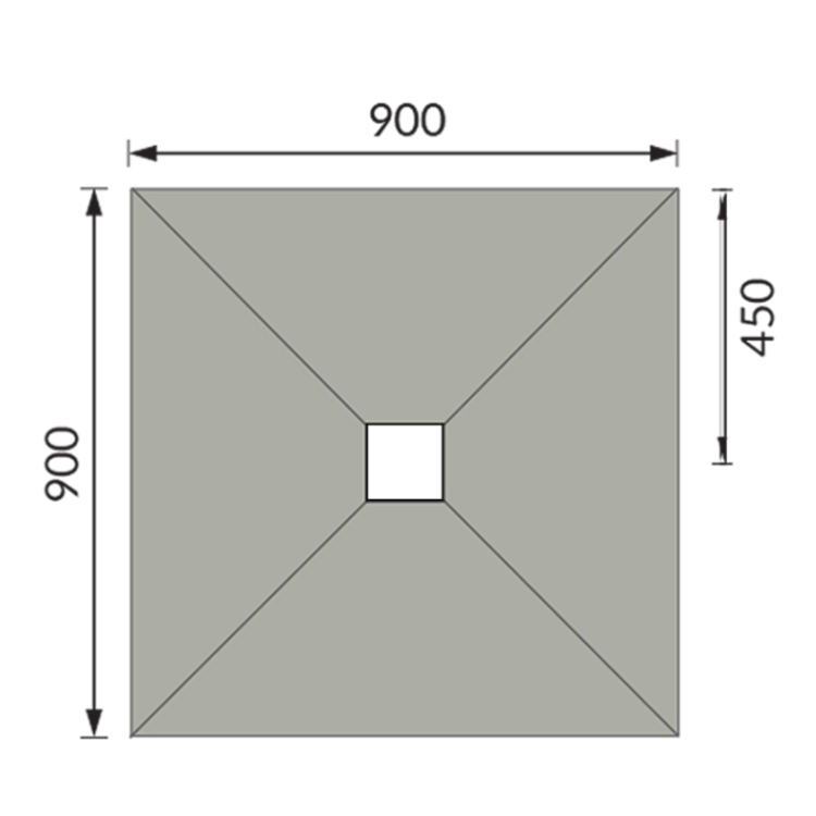 900x900mm Wet Room Shower Tray Former with Square Centre Drain - Live Your Colour