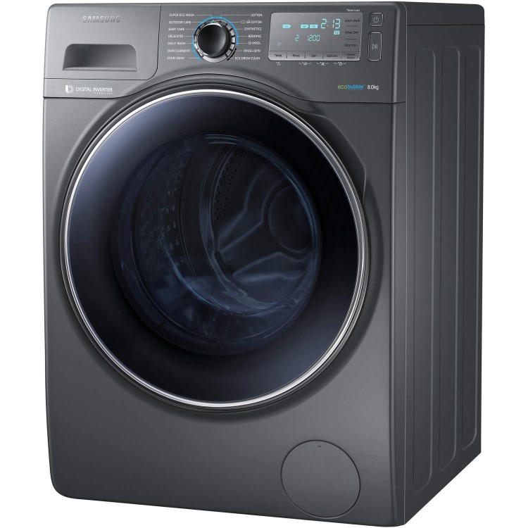 Refurbished Samsung EcoBubble WW80H7410EX Freestanding 8KG 1400 Spin Washing Machine Graphite