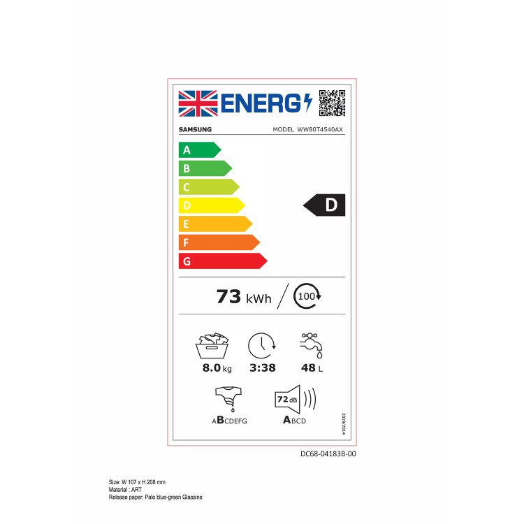 Samsung WW80T4540AX/EU Series 4 ecoBubble 8kg 1400 Spin Freestanding Washing Machine - Graphite