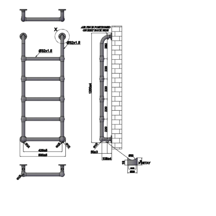 Towelrads Joanna Chrome Traditional Heated Towel Rail Radiator - 1200 x 500mm