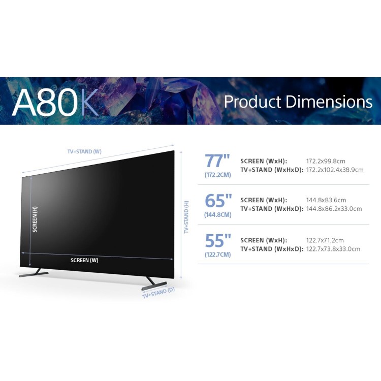 Sony A80K BRAVIA XR OLED 77 Inch 4K HDR Google TV