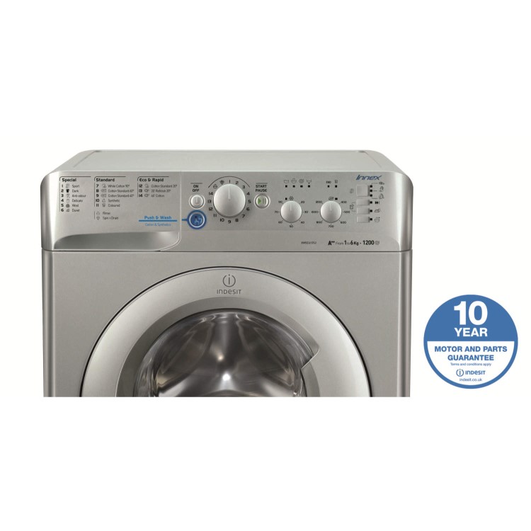 Indesit XWSC61252S Slim Depth Silver 6kg 1200rpm Freestanding Washing Machine