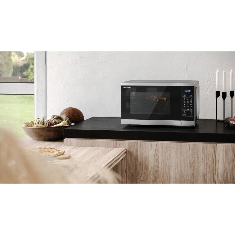 Sharp 25L Freestanding Digital Microwave & Grill - Silver