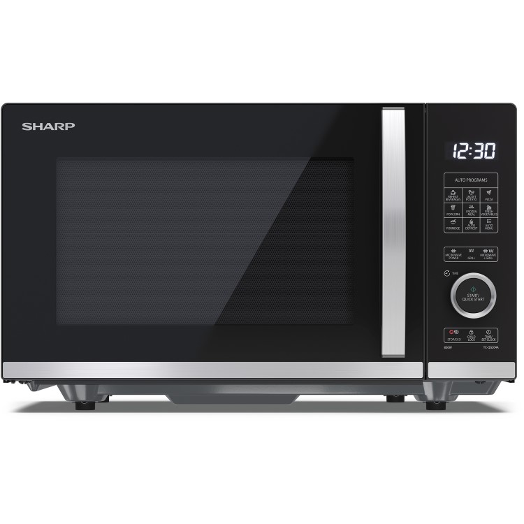 Refurbished Sharp YCQG204AUB 20L Digital Flatbed Microwave with Grill Black