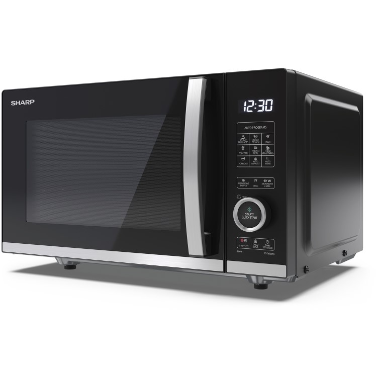 Refurbished Sharp YCQG204AUB 20L Digital Flatbed Microwave with Grill Black