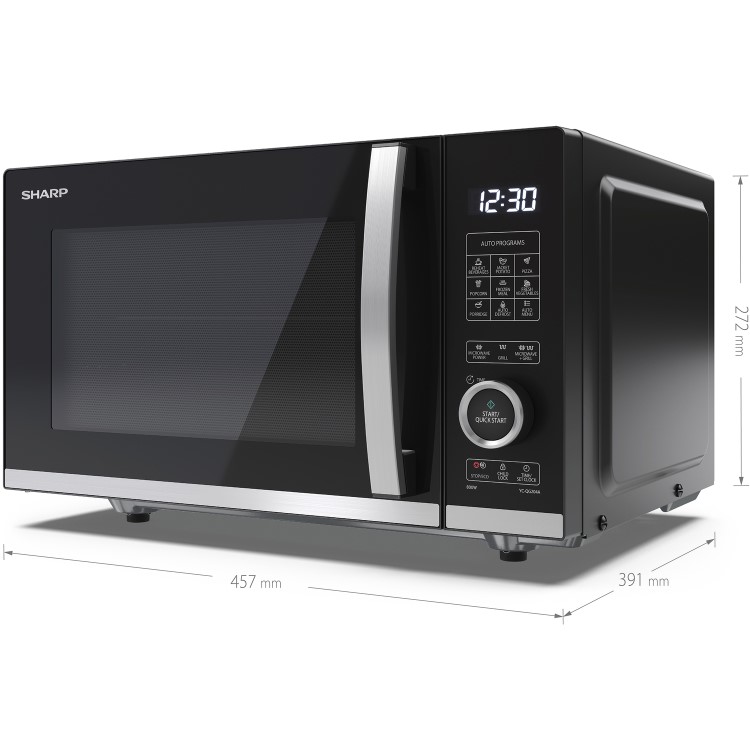 Refurbished Sharp YCQG204AUB 20L Digital Flatbed Microwave with Grill Black