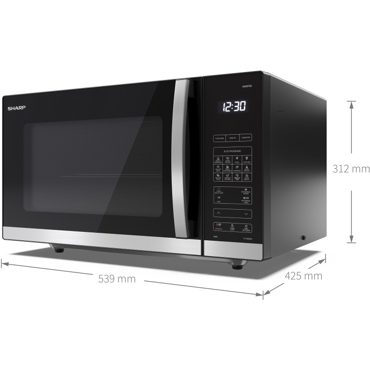 Sharp 30L Digital Flatbed Microwave with Grill - Black