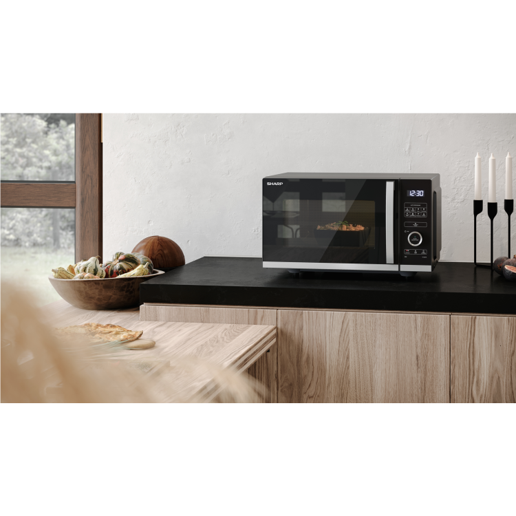 Sharp YCQS254AUB 25L 900W Digital Flatbed Microwave - Black