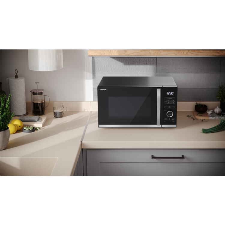 Sharp YCQS254AUB 25L 900W Digital Flatbed Microwave - Black