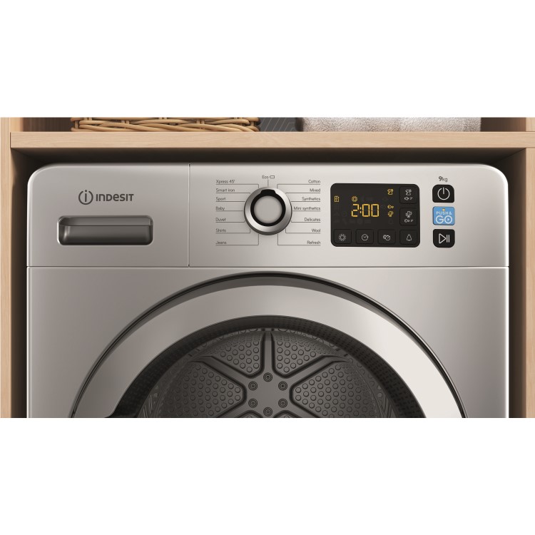 Indesit Push&Go 9kg Heat Pump Dryer - Silver