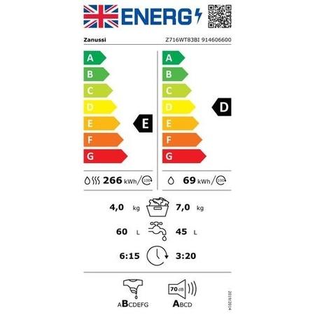 Zanussi AutoAdjust 7kg Wash 4kg Dry 1600rpm Integrated Washer Dryer - White