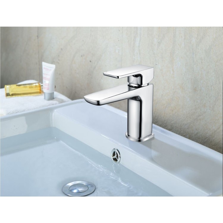 Chrome Cloakroom Mono Basin Mixer Tap With Waste - Zana