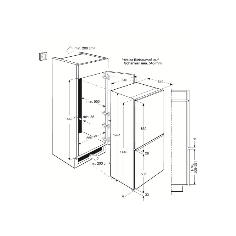 GRADE A2 - Light cosmetic damage - Zanussi ZBB24430SA 70-30 Integrated Fridge Freezer