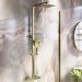 Brushed Brass Thermostatic Mixer Shower Set with Square Overhead & Hand Shower - Zana