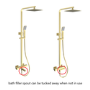 Brushed Brass Square Thermostatic Bar Bath Mixer Shower Set with Slide Rail Kit & Hand Shower - Zana