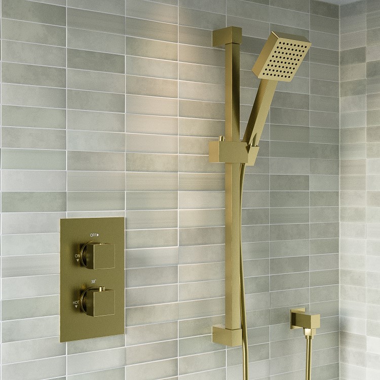 Brushed Brass Shower Slide Rail Kit - Zana