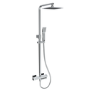 Chrome Square Thermostatic Bar Bath Mixer Shower Set with Slide Rail Kit & Hand Shower - Zana