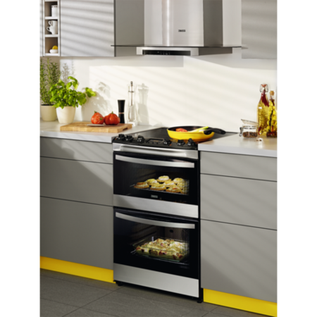 Zanussi ZCI68300XA 60cm Wide Double Oven Electric Cooker With Induction Hob Stainless Steel Appliances Direct