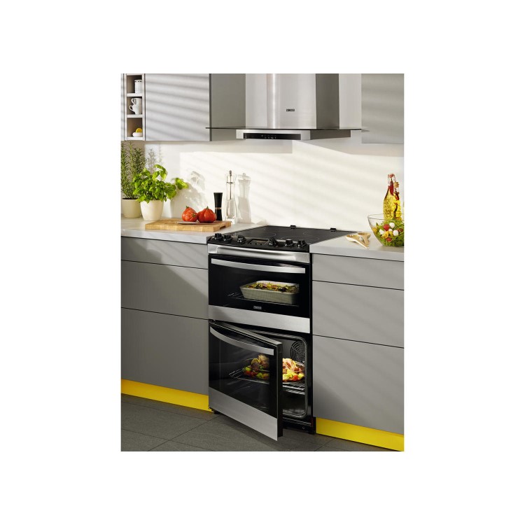 Zanussi ZCI68300XA 60cm Wide Double Oven Electric Cooker With Induction Hob - Stainless Steel