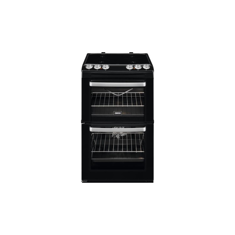 Zanussi ZCV554MN 55cm Electric Double Oven Cooker - Black