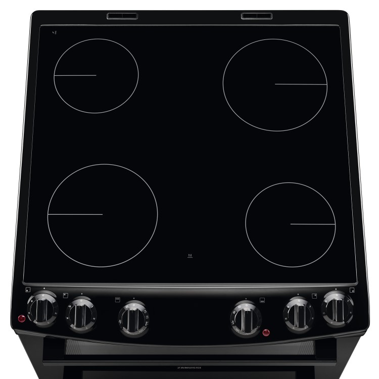 Refurbished Zanussi ZCV66050BA 60cm Double Oven Electric Cooker with Ceramic Hob Black