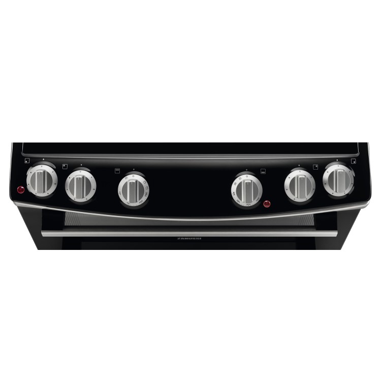 Refurbished Zanussi ZCV66050BA 60cm Double Oven Electric Cooker with Ceramic Hob Black