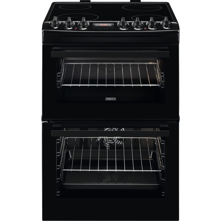 Zanussi 60cm Double Oven Electric AirFry Cooker with SteamBake - Black