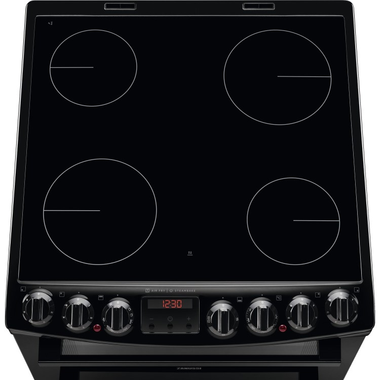 Zanussi 60cm Double Oven Electric AirFry Cooker with SteamBake - Black