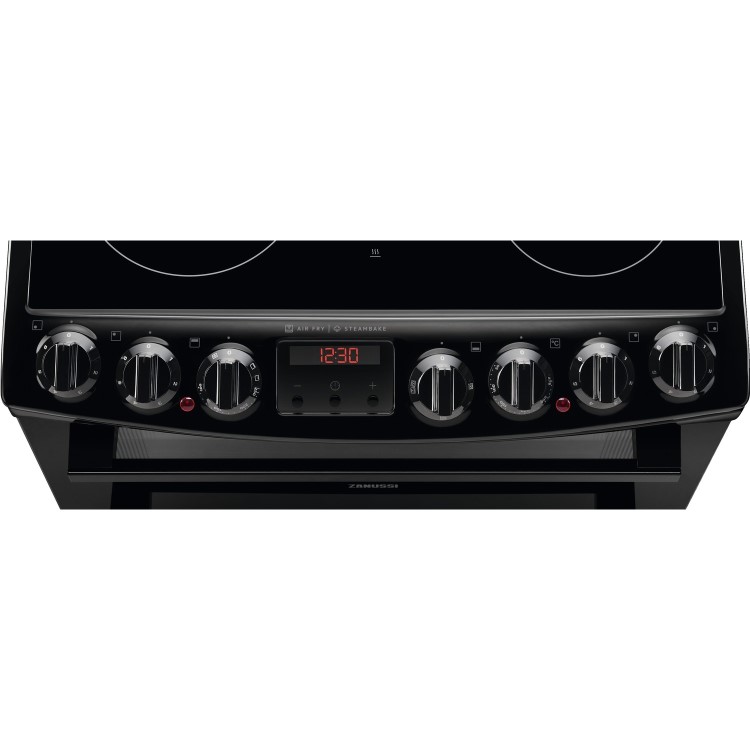 Zanussi 60cm Double Oven Electric AirFry Cooker with SteamBake - Black