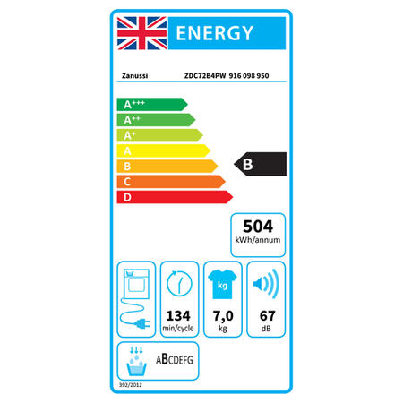 Zanussi AutoAdjust 7kg Condenser Tumble Dryer - White